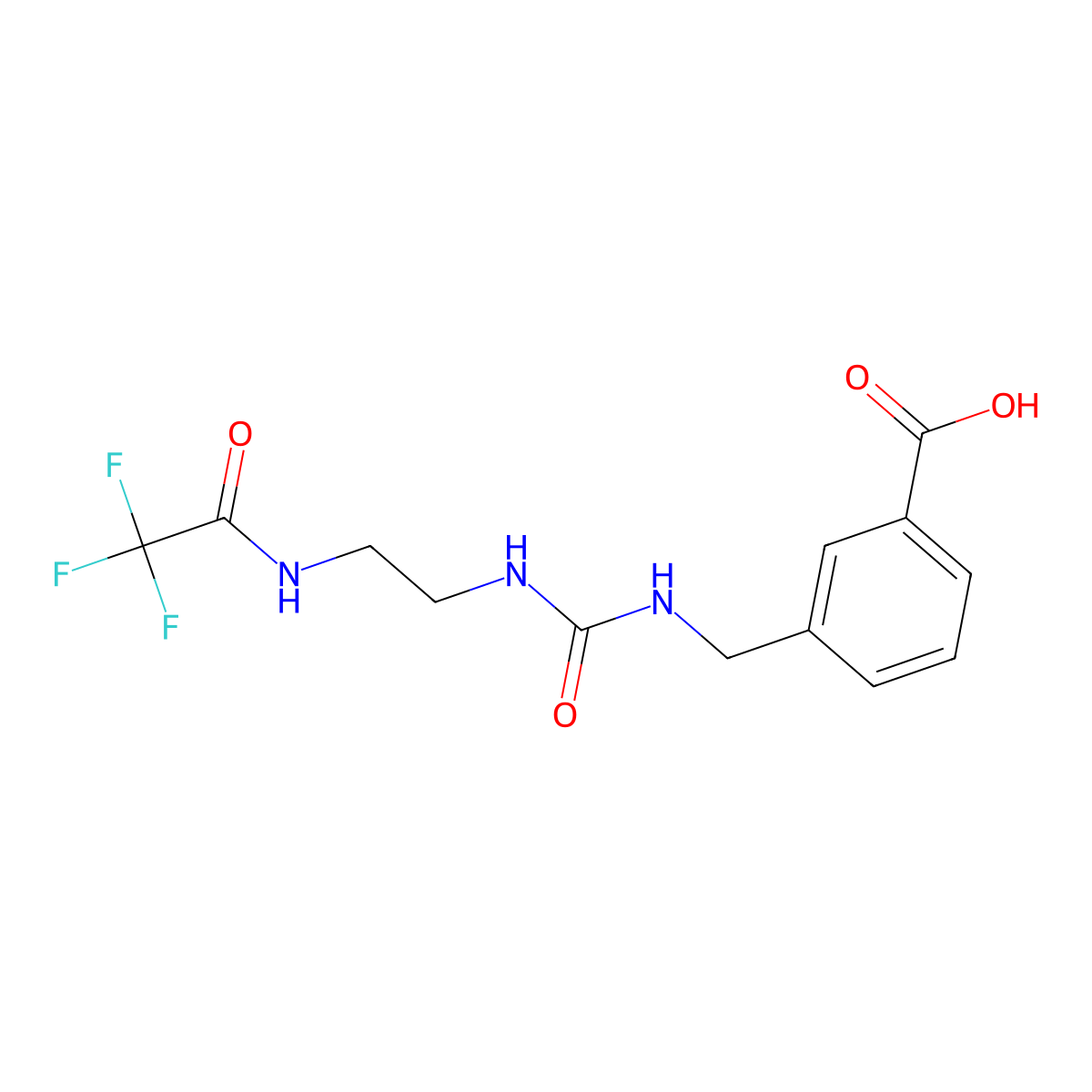3-[({[2-(2,2,2-Trifluoroacetamido)ethyl]carbamoyl}amino)methyl]benzoic acid molecular structure, CAS 2757906-05-9