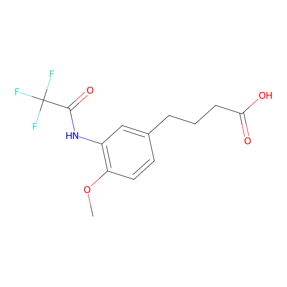 4-[4-Methoxy-3-(2,2,2-trifluoroacetamido)phenyl]butanoic acid molecular structure, CAS 2757906-11-7