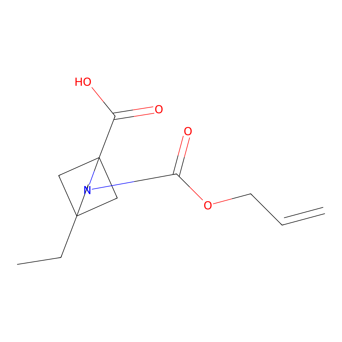 4-Ethyl-2-[(prop-2-en-1-yloxy)carbonyl]-2-azabicyclo[2.1.1]hexane-1-carboxylic acid molecular structure, CAS 2757906-15-1