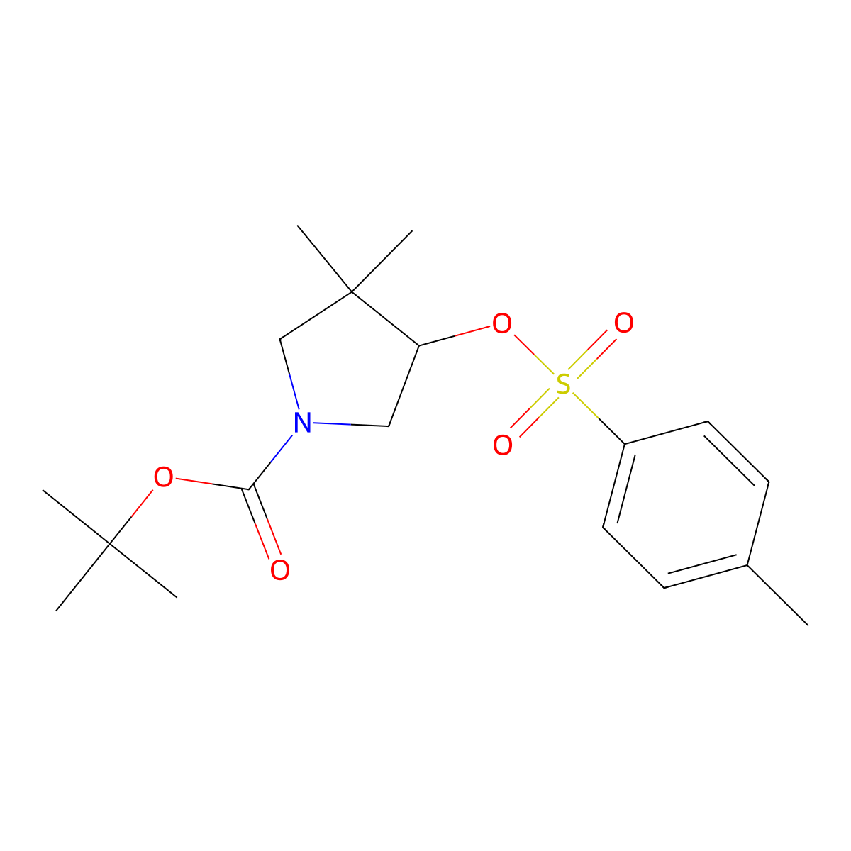 Tert-butyl 3,3-dimethyl-4-[(4-methylbenzenesulfonyl)oxy]pyrrolidine-1-carboxylate molecular structure, CAS 2757906-31-1