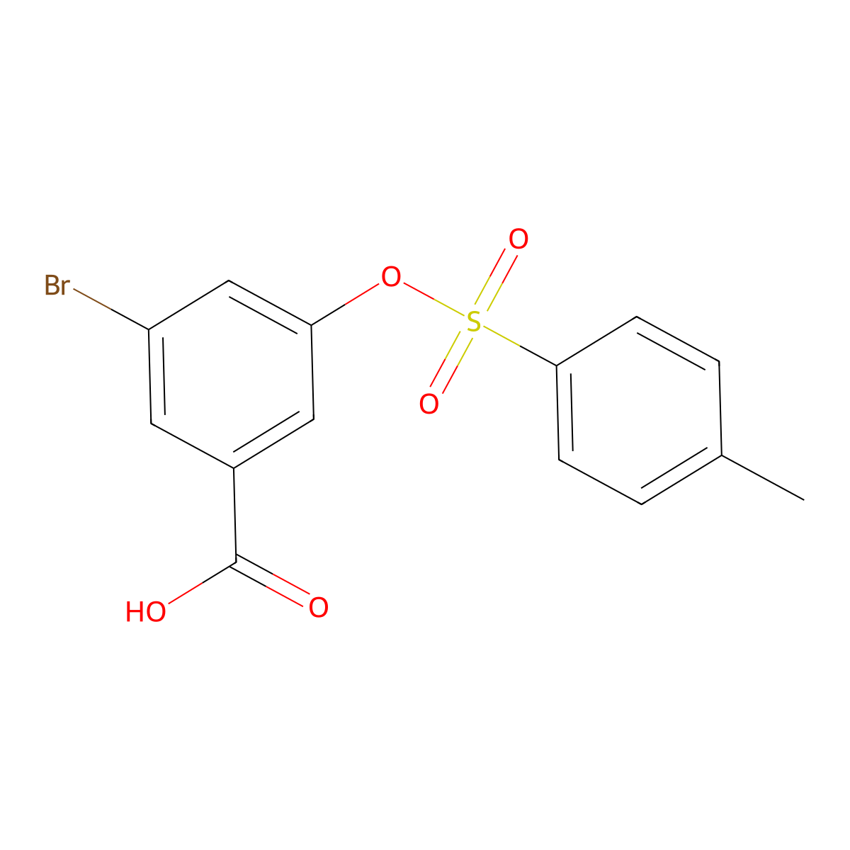 3-Bromo-5-[(4-methylbenzenesulfonyl)oxy]benzoic acid molecular structure, CAS 2757906-41-3