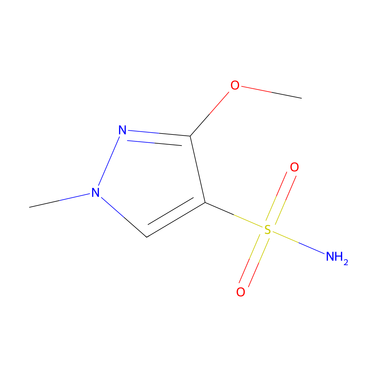 3-methoxy-1-methyl-1H-pyrazole-4-sulfonamide molecular structure, CAS 2757906-46-8
