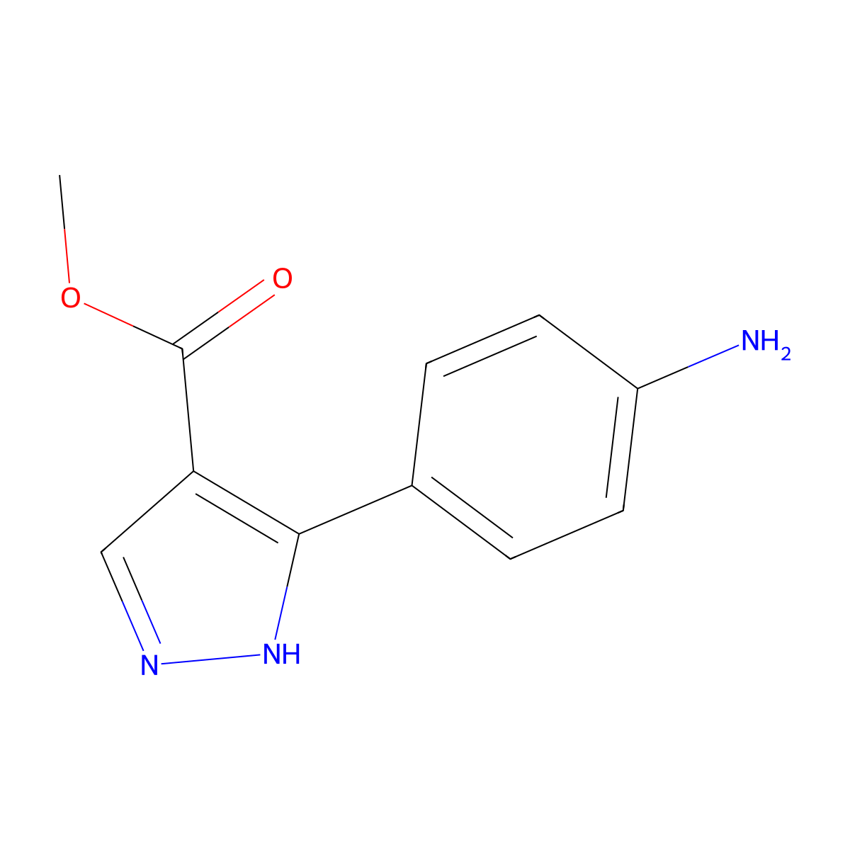 methyl 3-(4-aminophenyl)-1H-pyrazole-4-carboxylate molecular structure, CAS 2757906-48-0