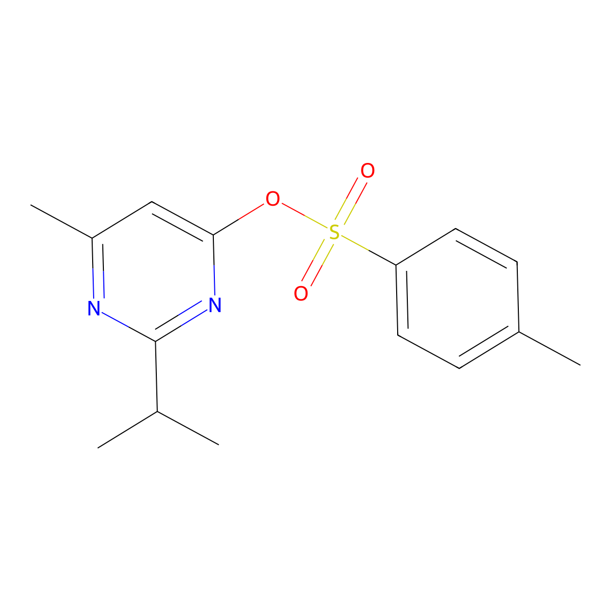 6-Methyl-2-(propan-2-yl)pyrimidin-4-yl 4-methylbenzene-1-sulfonate molecular structure, CAS 2757906-49-1