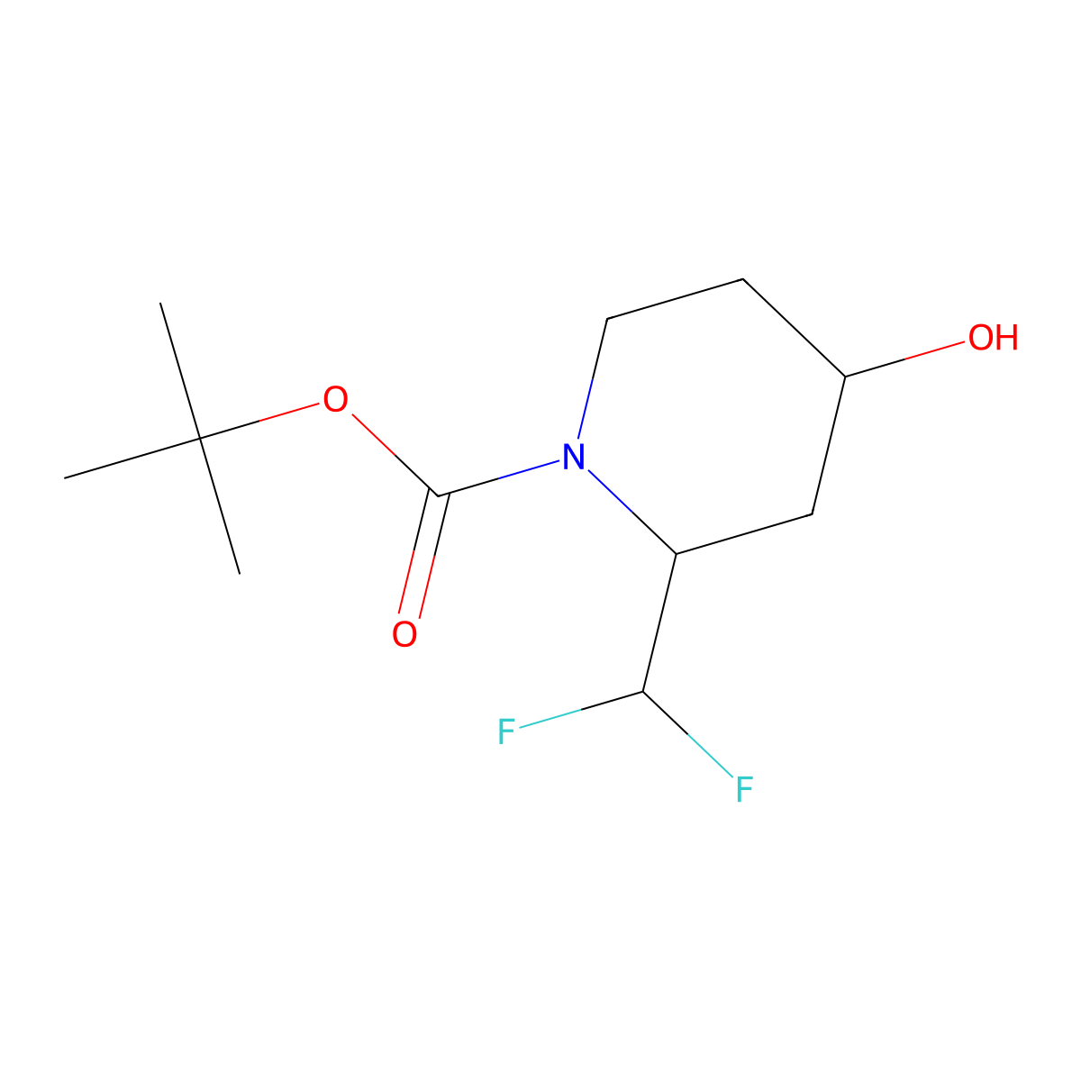 Tert-butyl 2-(difluoromethyl)-4-hydroxypiperidine-1-carboxylate molecular structure, CAS 2757906-52-6