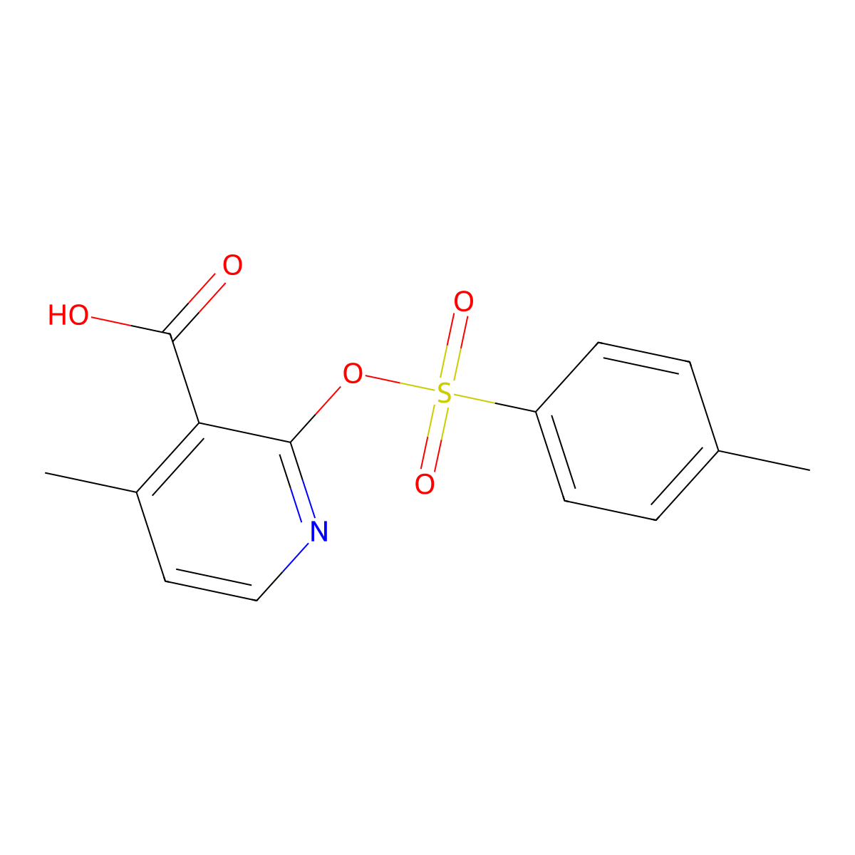 4-Methyl-2-[(4-methylbenzenesulfonyl)oxy]pyridine-3-carboxylic acid molecular structure, CAS 2757906-58-2