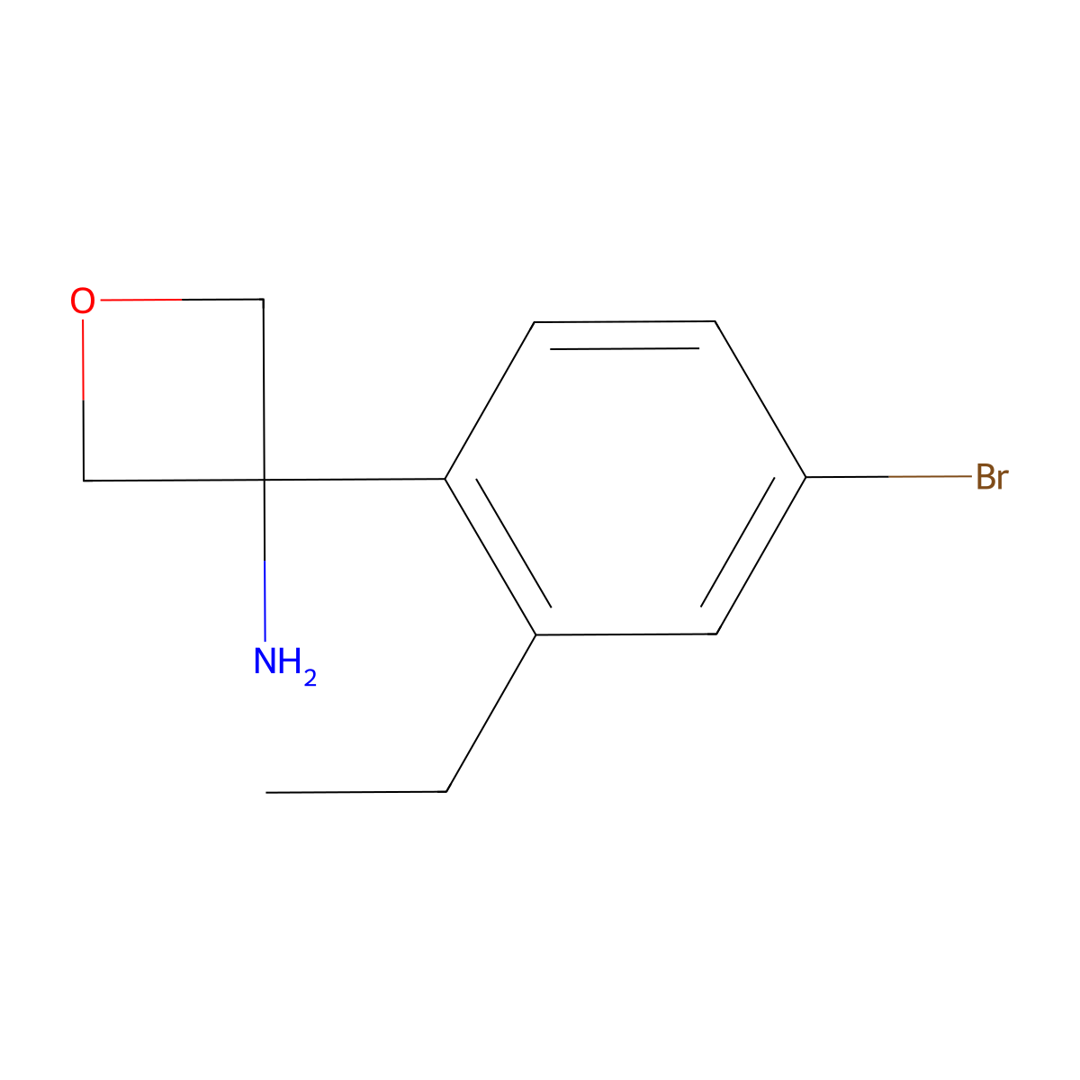 3-(4-Bromo-2-ethylphenyl)oxetan-3-amine molecular structure, CAS 2757906-60-6