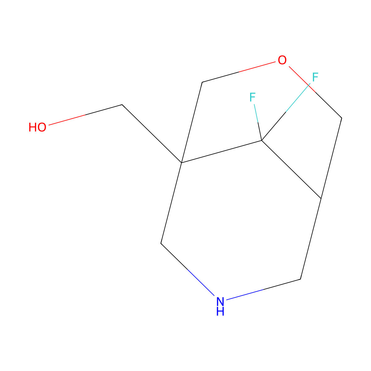 {9,9-Difluoro-3-oxa-7-azabicyclo[3.3.1]nonan-1-yl}methanol molecular structure, CAS 2757906-61-7