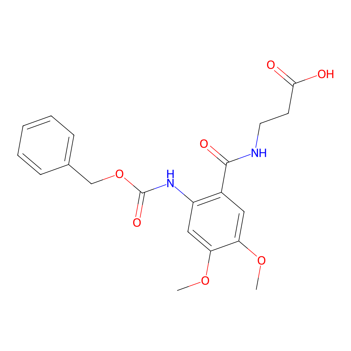 3-[(2-{[(Benzyloxy)carbonyl]amino}-4,5-dimethoxyphenyl)formamido]propanoic acid molecular structure, CAS 2757906-64-0