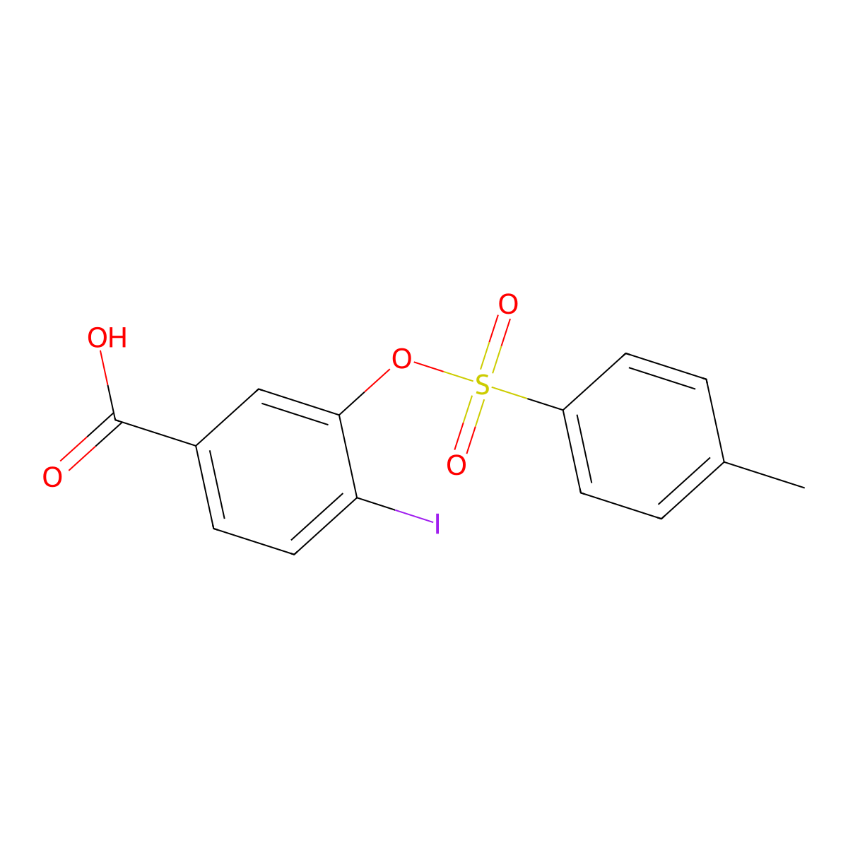 4-Iodo-3-[(4-methylbenzenesulfonyl)oxy]benzoic acid molecular structure, CAS 2757911-40-1