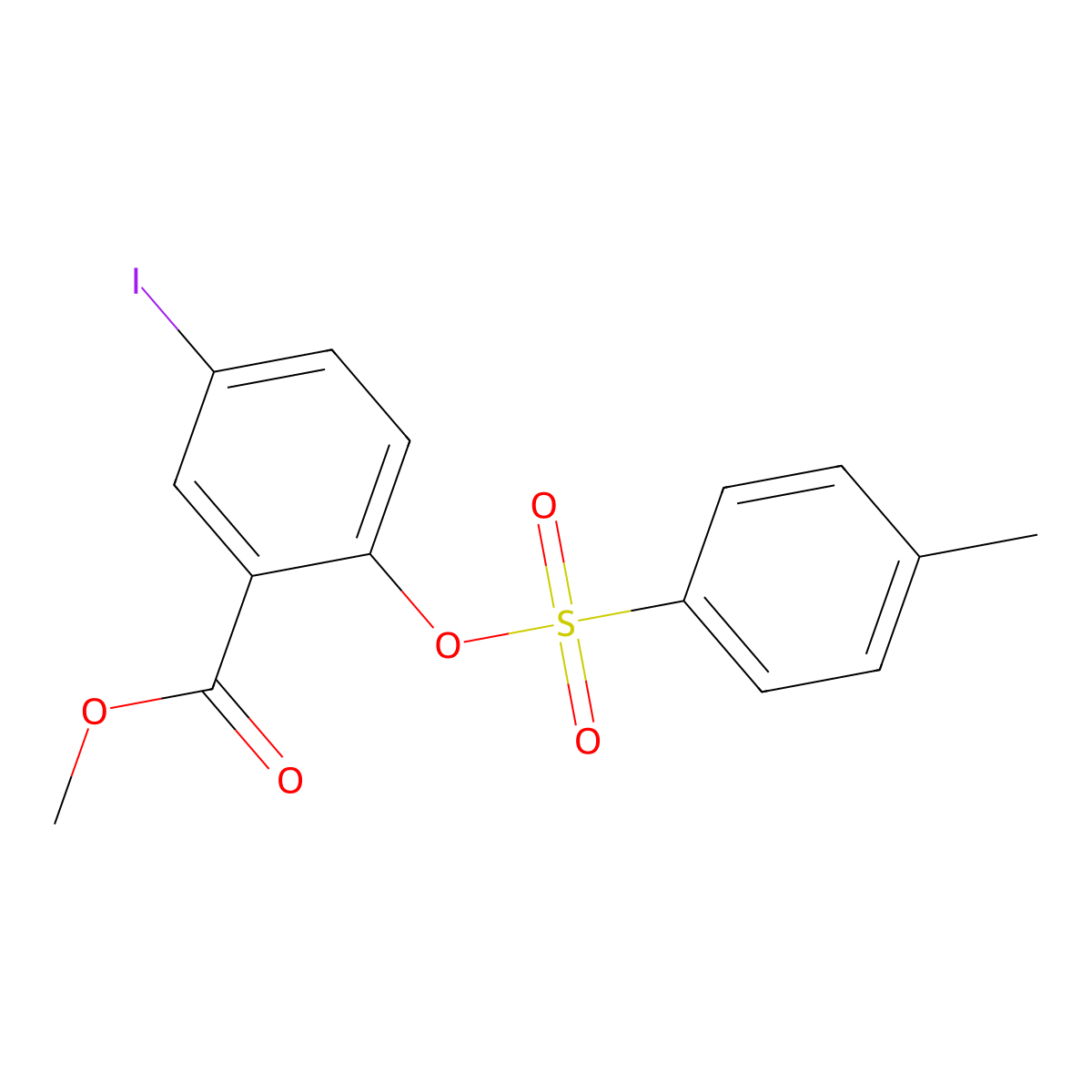 Methyl 5-iodo-2-[(4-methylbenzenesulfonyl)oxy]benzoate molecular structure, CAS 2757911-43-4