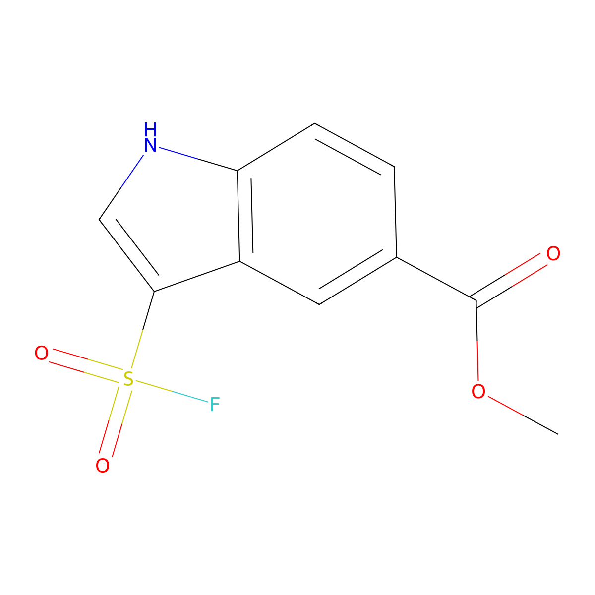 methyl 3-(fluorosulfonyl)-1H-indole-5-carboxylate molecular structure, CAS 2757911-52-5