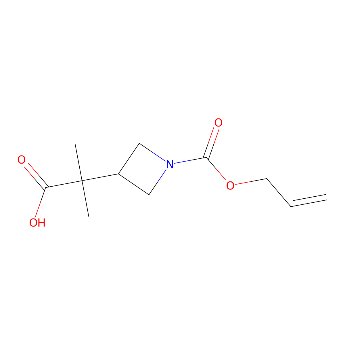2-Methyl-2-{1-[(prop-2-en-1-yloxy)carbonyl]azetidin-3-yl}propanoic acid molecular structure, CAS 2757911-54-7