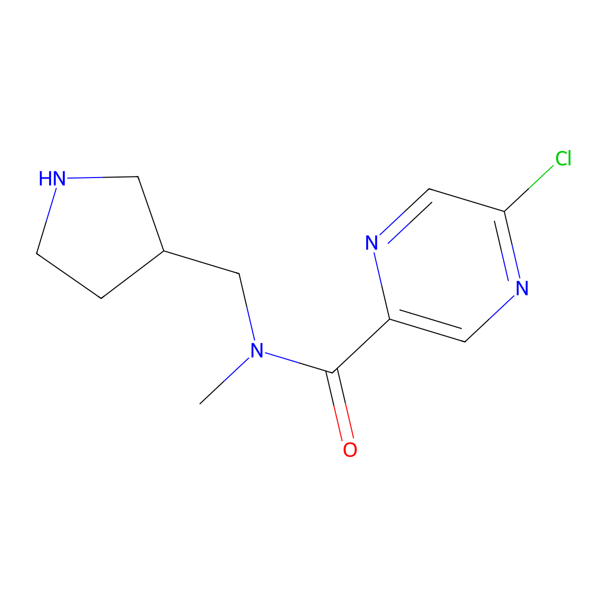 5-chloro-N-methyl-N-[(pyrrolidin-3-yl)methyl]pyrazine-2-carboxamide molecular structure, CAS 2757911-55-8