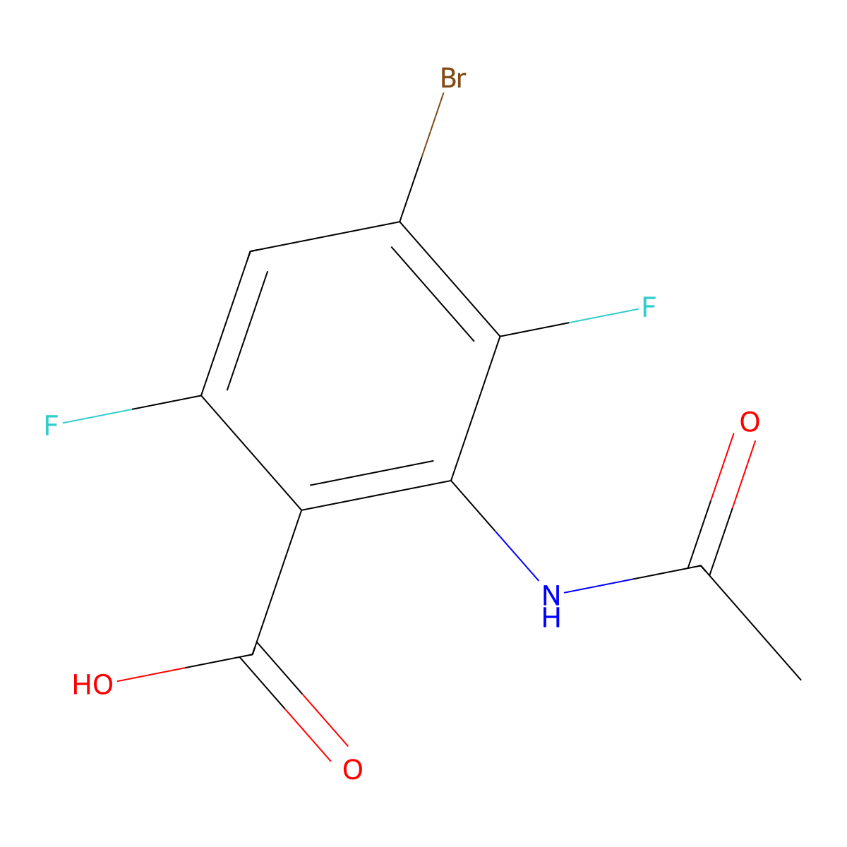 4-Bromo-2-acetamido-3,6-difluorobenzoic acid molecular structure, CAS 2757911-64-9