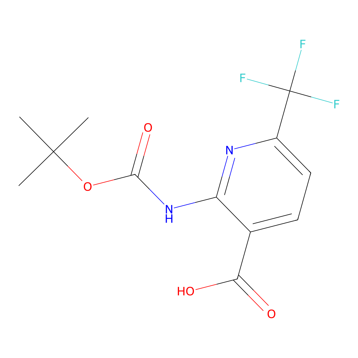 2-{[(Tert-butoxy)carbonyl]amino}-6-(trifluoromethyl)pyridine-3-carboxylic acid molecular structure, CAS 2757911-72-9