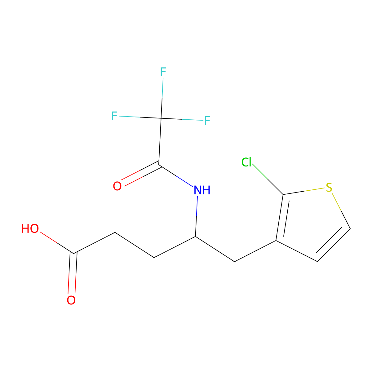 5-(2-Chlorothiophen-3-yl)-4-(2,2,2-trifluoroacetamido)pentanoic acid molecular structure, CAS 2757912-15-3