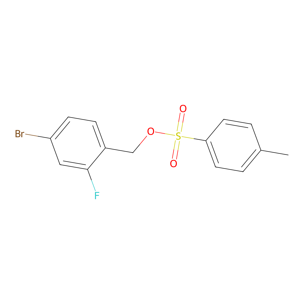 (4-Bromo-2-fluorophenyl)methyl 4-methylbenzene-1-sulfonate molecular structure, CAS 2757912-16-4