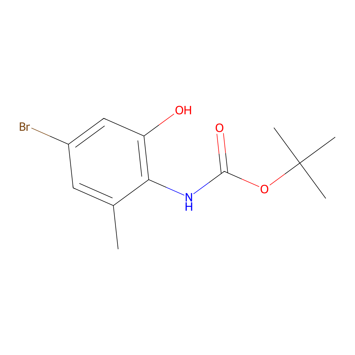 tert-butyl N-(4-bromo-2-hydroxy-6-methylphenyl)carbamate molecular structure, CAS 2757912-18-6