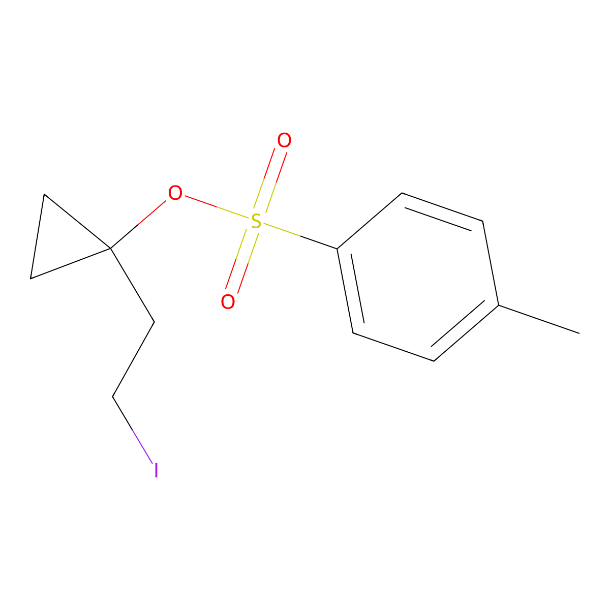 1-(2-Iodoethyl)cyclopropyl 4-methylbenzene-1-sulfonate molecular structure, CAS 2757912-36-8