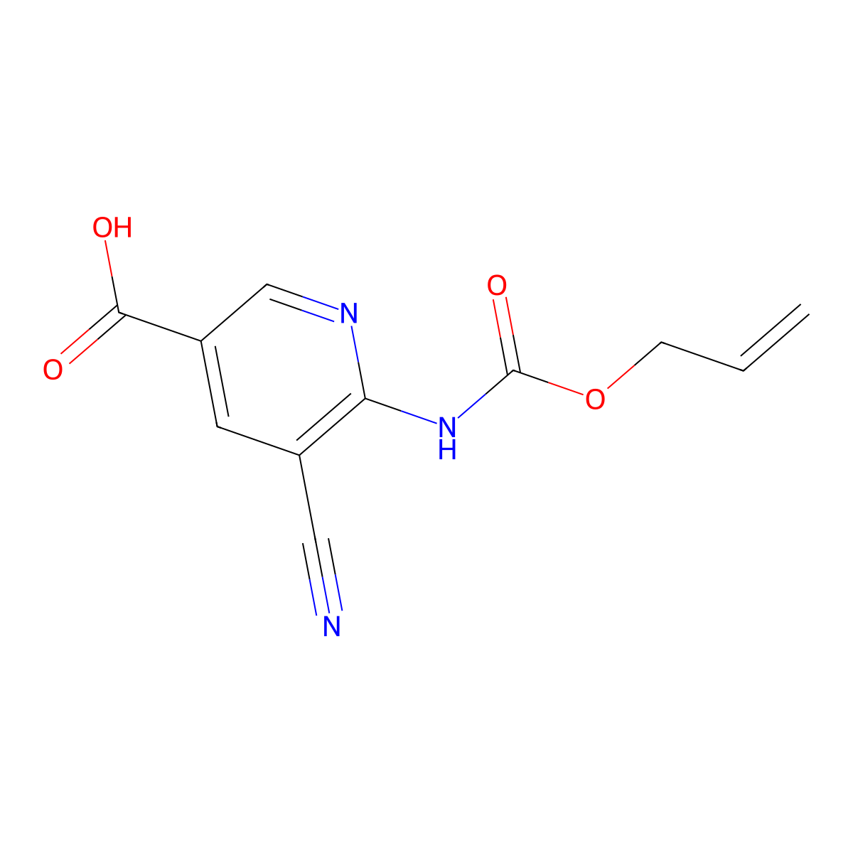 5-Cyano-6-{[(prop-2-en-1-yloxy)carbonyl]amino}pyridine-3-carboxylic acid molecular structure, CAS 2757912-37-9