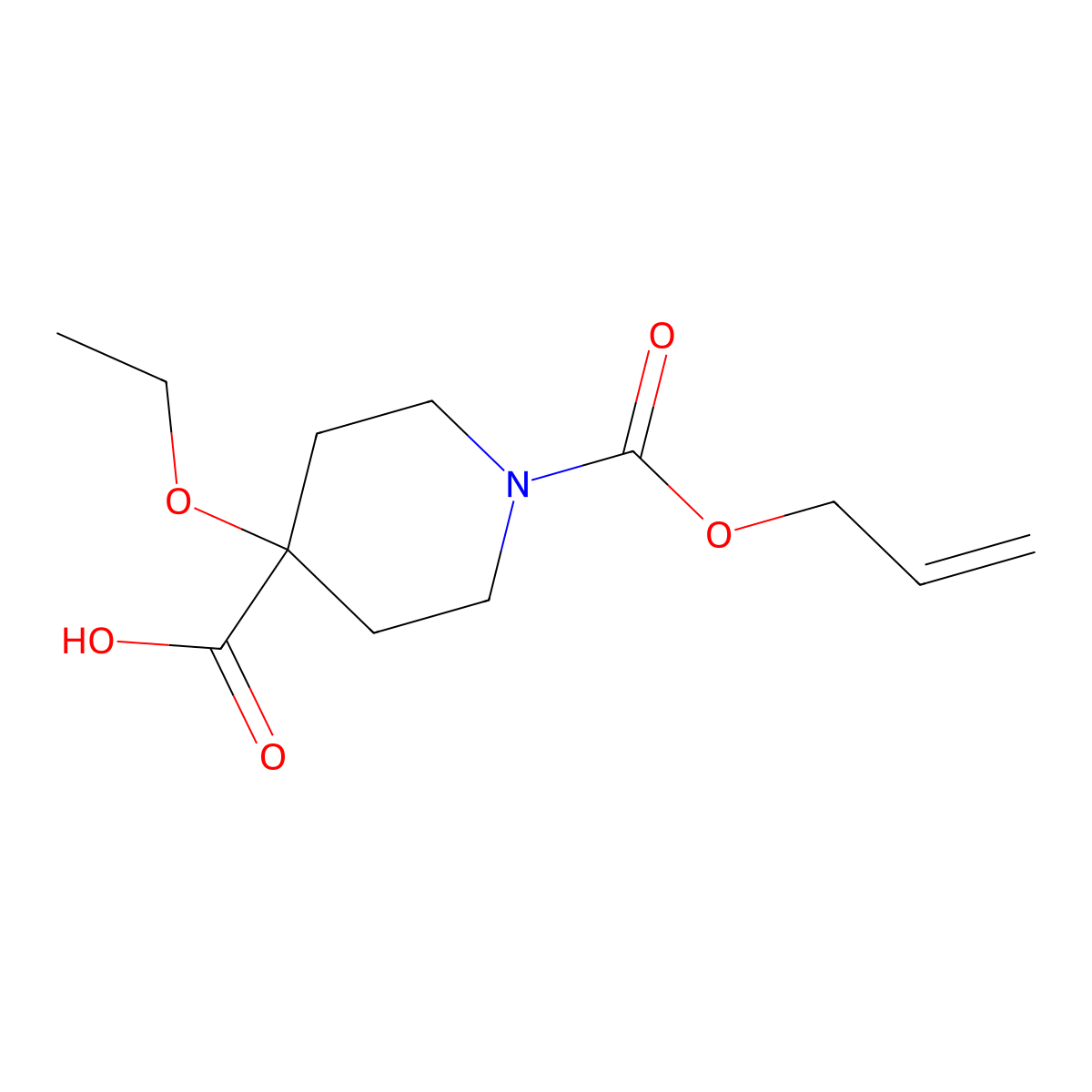 4-Ethoxy-1-[(prop-2-en-1-yloxy)carbonyl]piperidine-4-carboxylic acid molecular structure, CAS 2757912-45-9