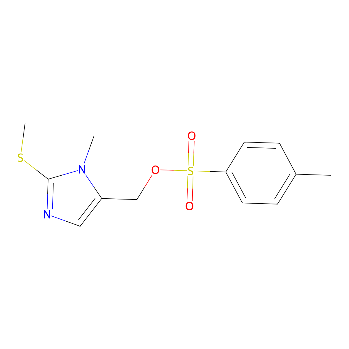[1-methyl-2-(methylsulfanyl)-1H-imidazol-5-yl]methyl 4-methylbenzene-1-sulfonate molecular structure, CAS 2757912-55-1