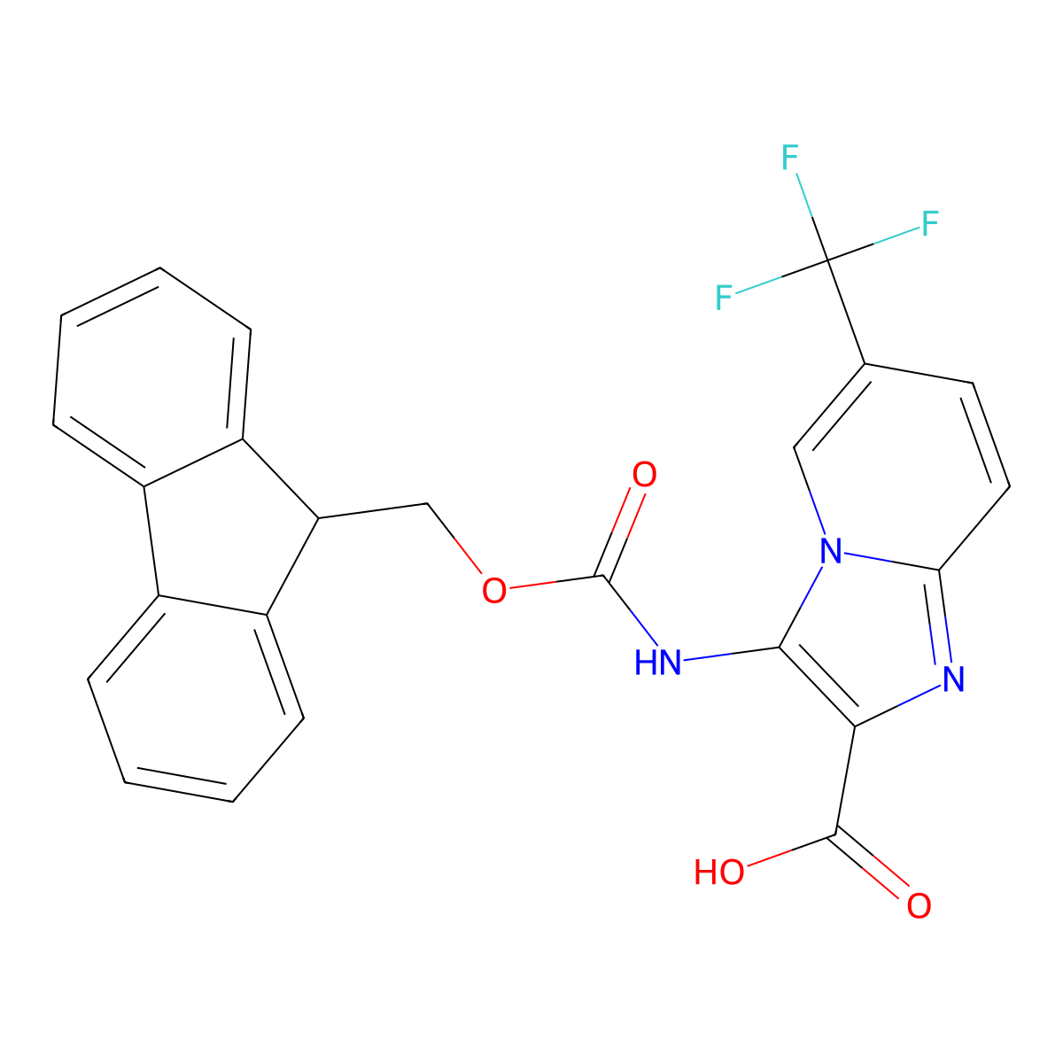 3-({[(9H-fluoren-9-yl)methoxy]carbonyl}amino)-6-(trifluoromethyl)imidazo[1,2-a]pyridine-2-carboxylic acid molecular structure, CAS 2757912-63-1