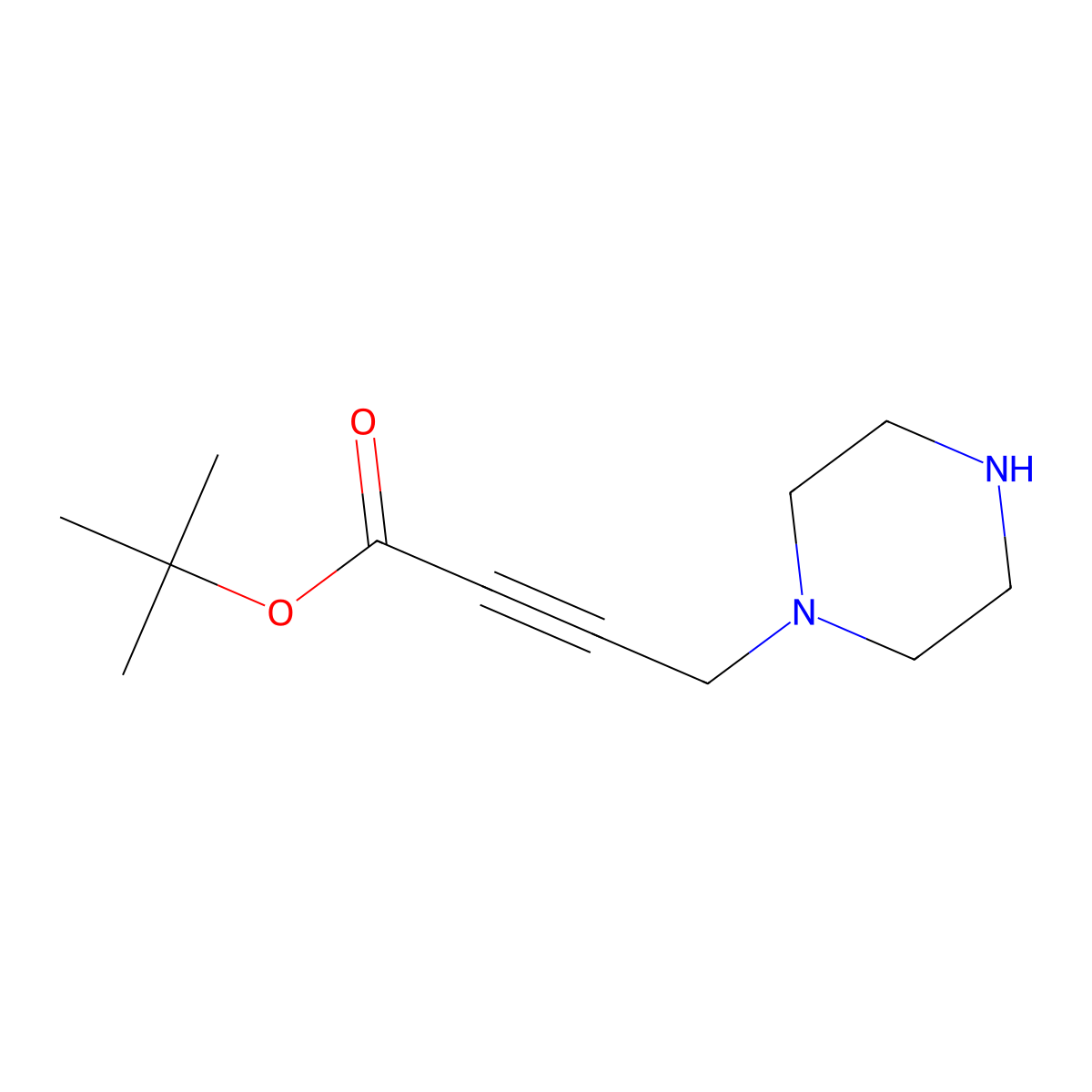 Tert-butyl 4-(piperazin-1-yl)but-2-ynoate molecular structure, CAS 2757912-73-3