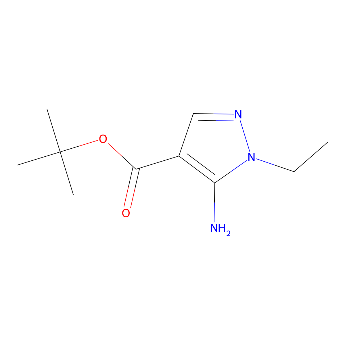 tert-butyl 5-amino-1-ethyl-1H-pyrazole-4-carboxylate molecular structure, CAS 2757912-74-4
