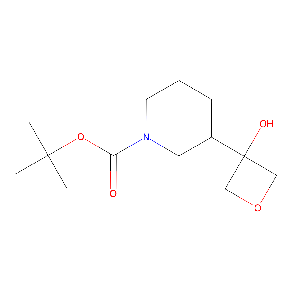 Tert-butyl 3-(3-hydroxyoxetan-3-yl)piperidine-1-carboxylate molecular structure, CAS 2757912-81-3