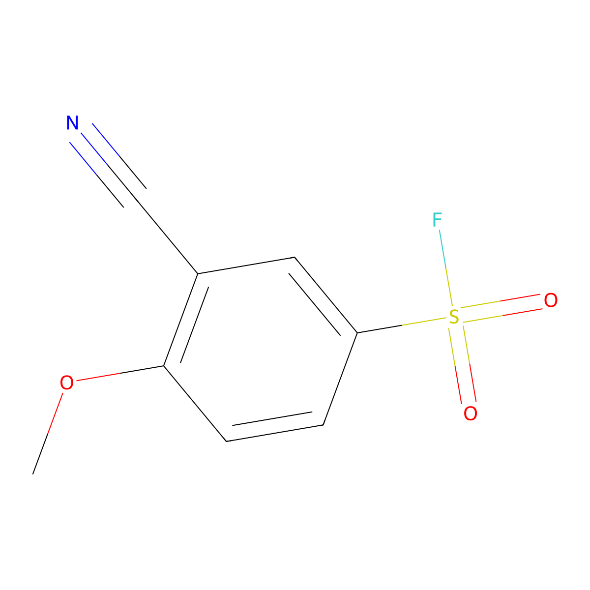 3-Cyano-4-methoxybenzene-1-sulfonyl fluoride molecular structure, CAS 2757912-82-4