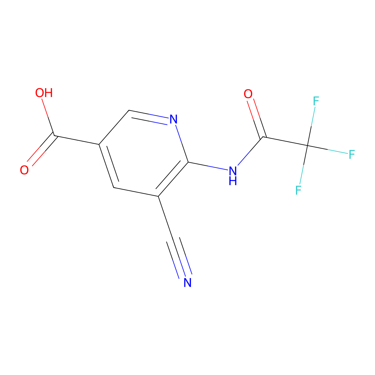 5-Cyano-6-(2,2,2-trifluoroacetamido)pyridine-3-carboxylic acid molecular structure, CAS 2757912-83-5