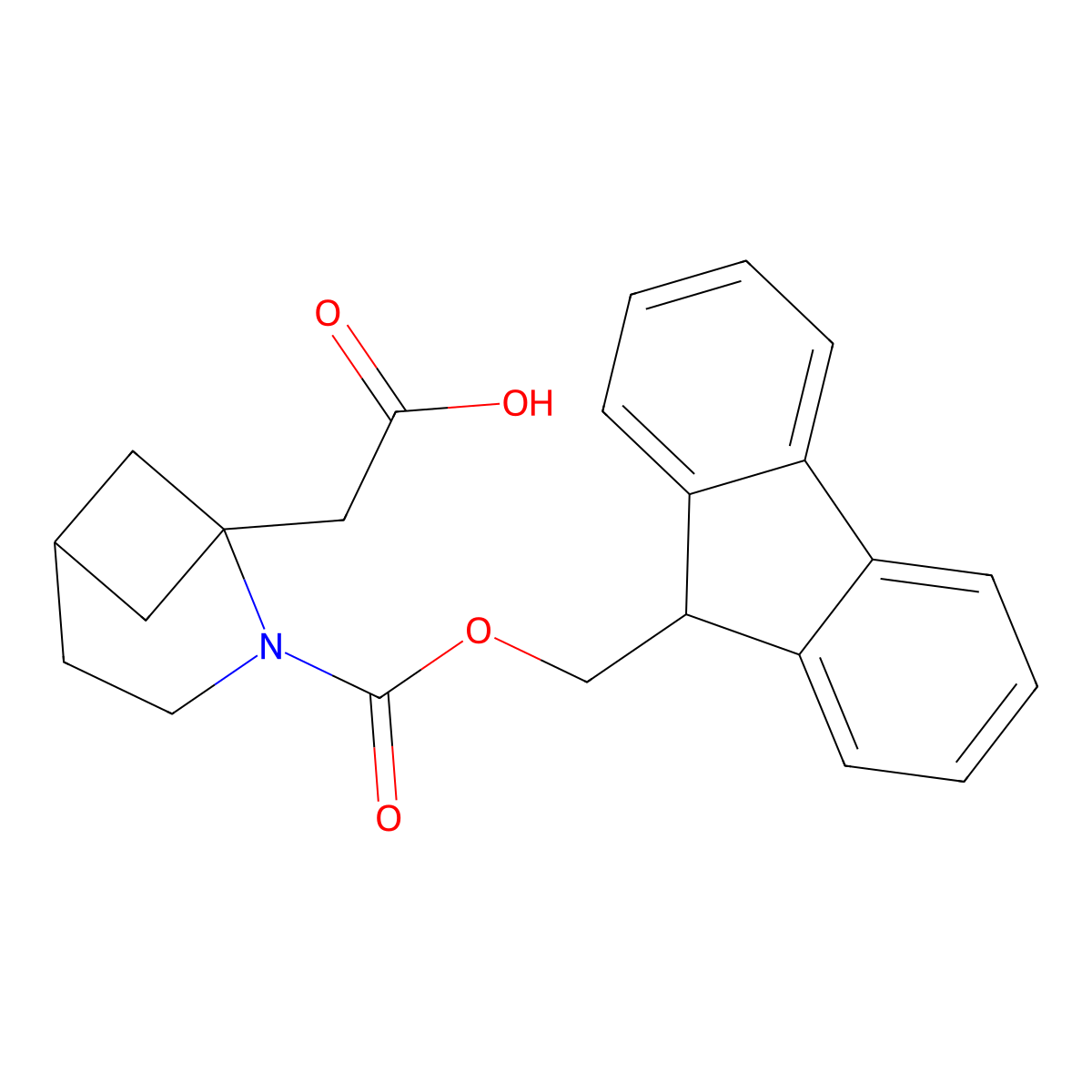 2-(2-{[(9H-fluoren-9-yl)methoxy]carbonyl}-2-azabicyclo[3.1.1]heptan-1-yl)acetic acid molecular structure, CAS 2757912-88-0