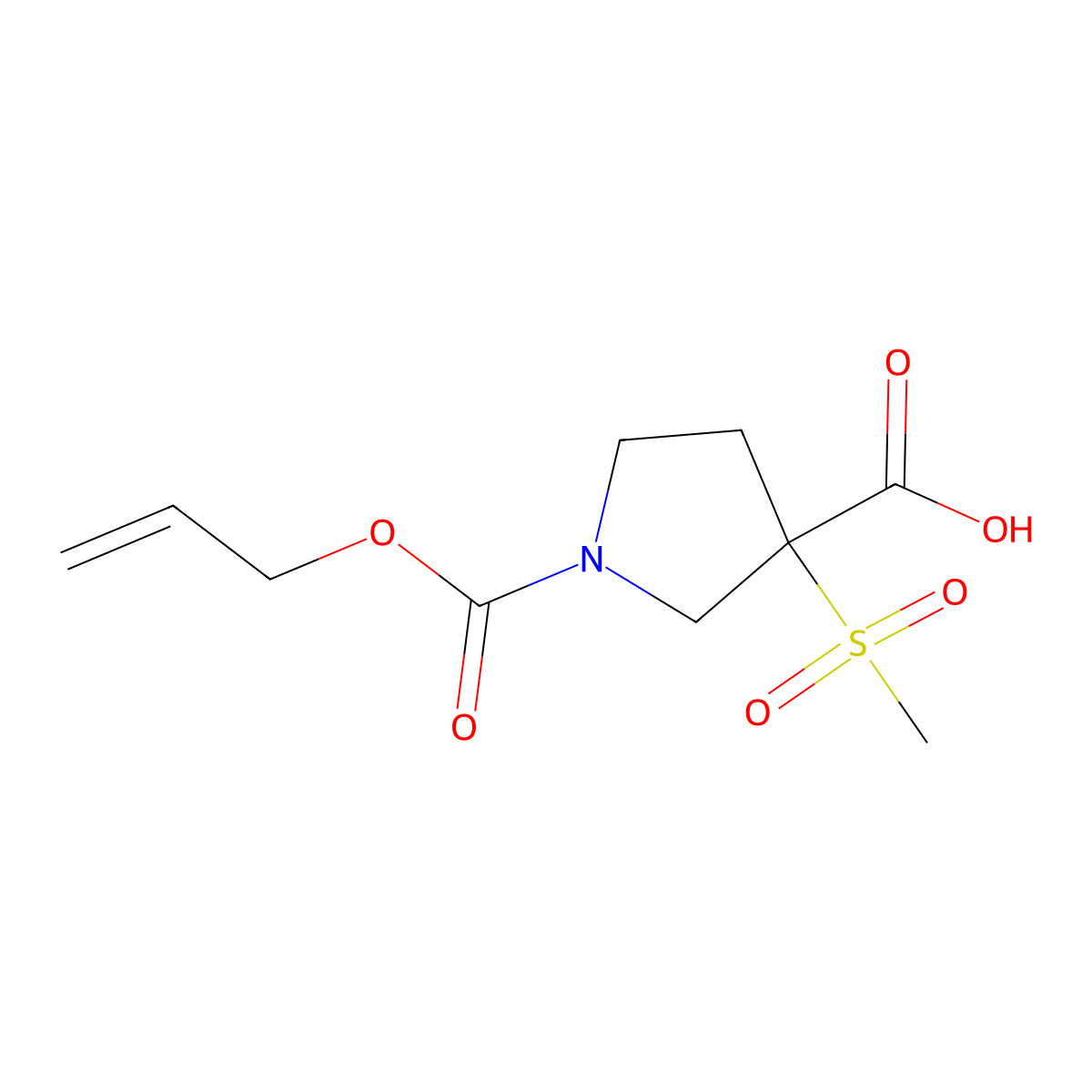 3-Methanesulfonyl-1-[(prop-2-en-1-yloxy)carbonyl]pyrrolidine-3-carboxylic acid molecular structure, CAS 2757912-90-4