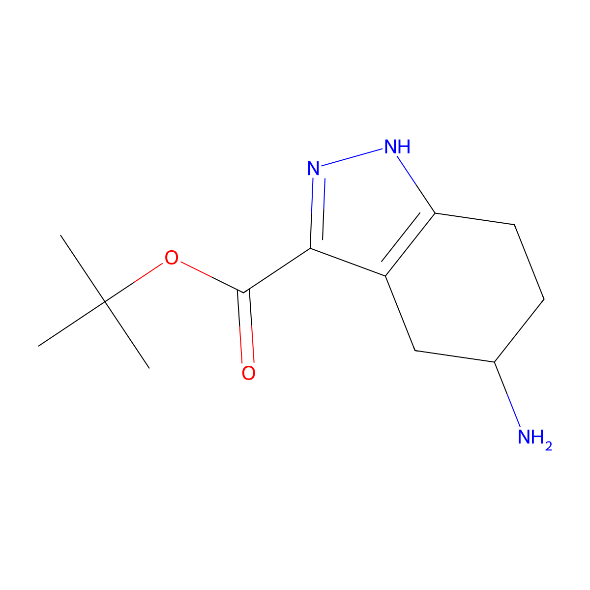 tert-butyl 5-amino-4,5,6,7-tetrahydro-1H-indazole-3-carboxylate molecular structure, CAS 2757912-97-1