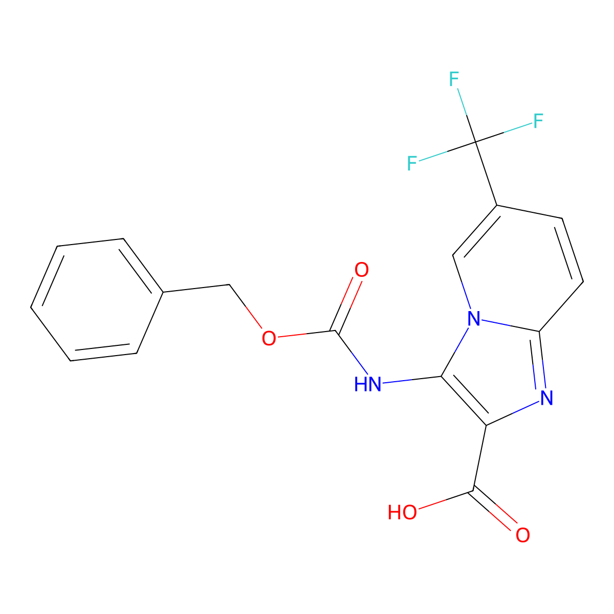 3-{[(Benzyloxy)carbonyl]amino}-6-(trifluoromethyl)imidazo[1,2-a]pyridine-2-carboxylic acid molecular structure, CAS 2757913-03-2