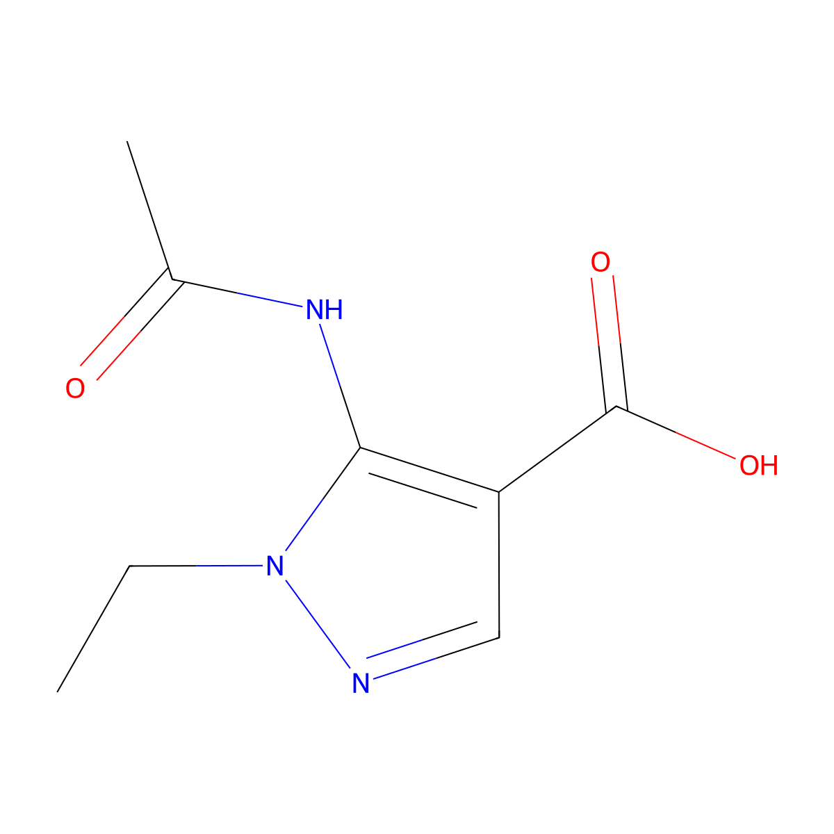 5-acetamido-1-ethyl-1H-pyrazole-4-carboxylic acid molecular structure, CAS 2757913-08-7
