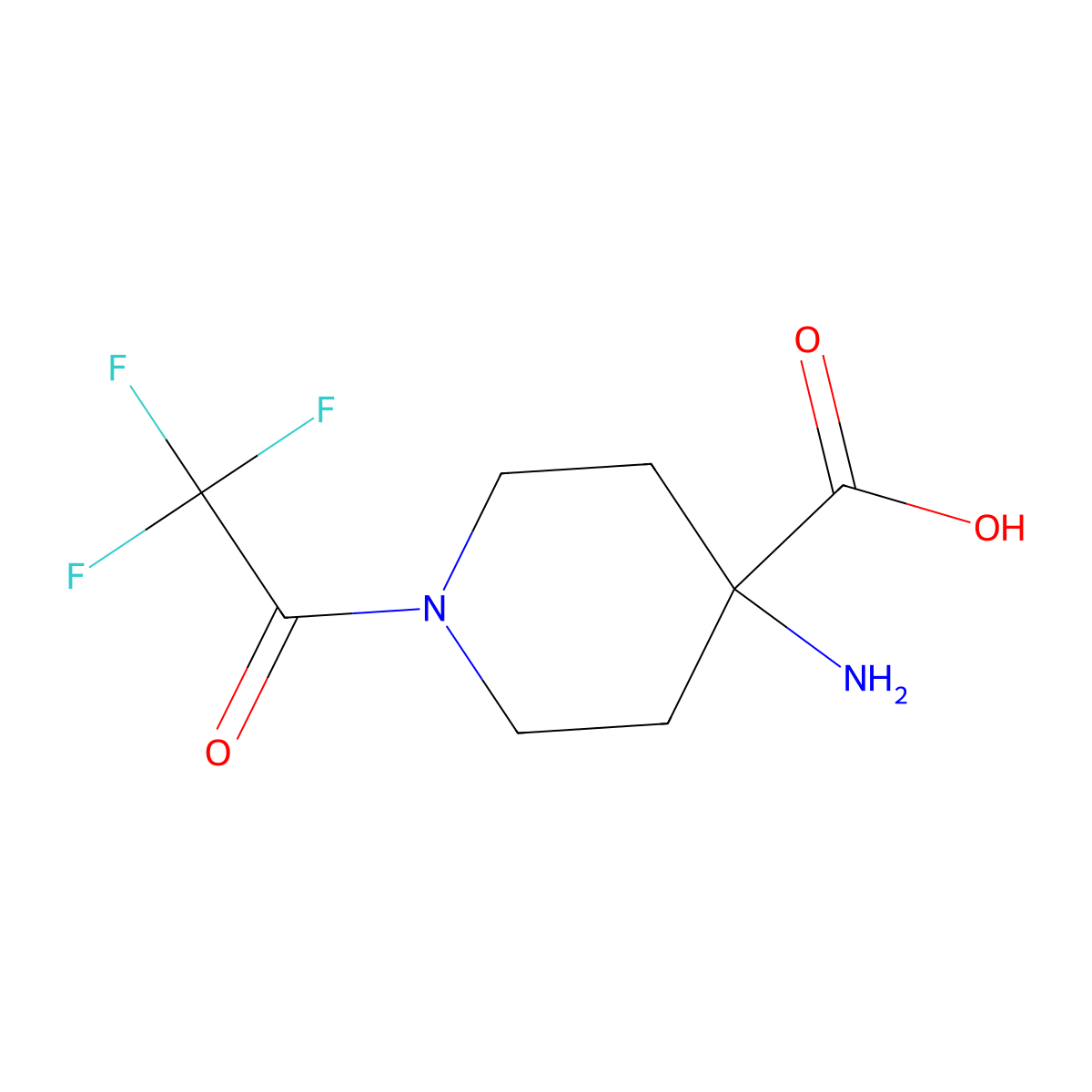 4-Amino-1-(2,2,2-trifluoroacetyl)piperidine-4-carboxylic acid molecular structure, CAS 2757913-15-6