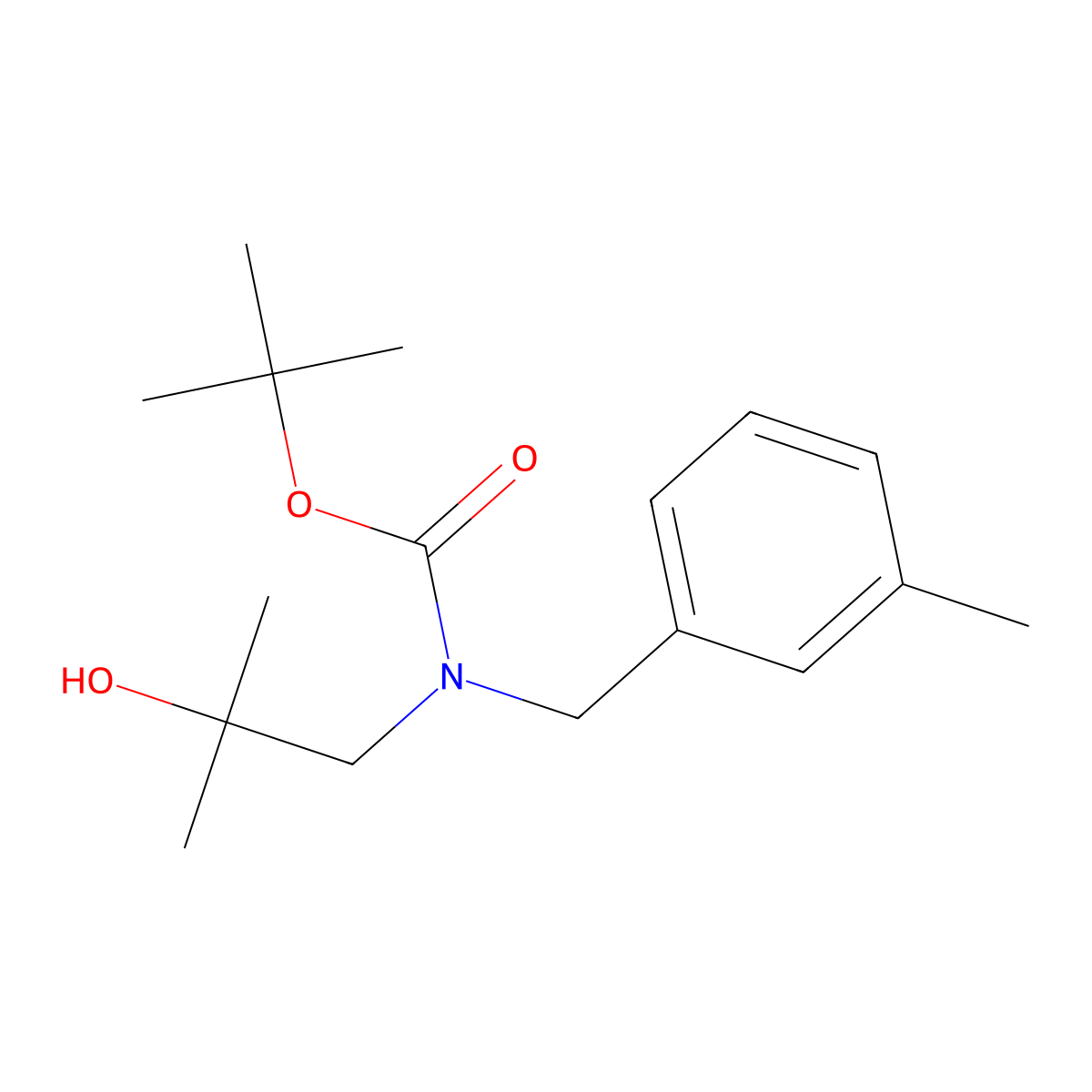 tert-butyl N-(2-hydroxy-2-methylpropyl)-N-[(3-methylphenyl)methyl]carbamate molecular structure, CAS 2757913-19-0