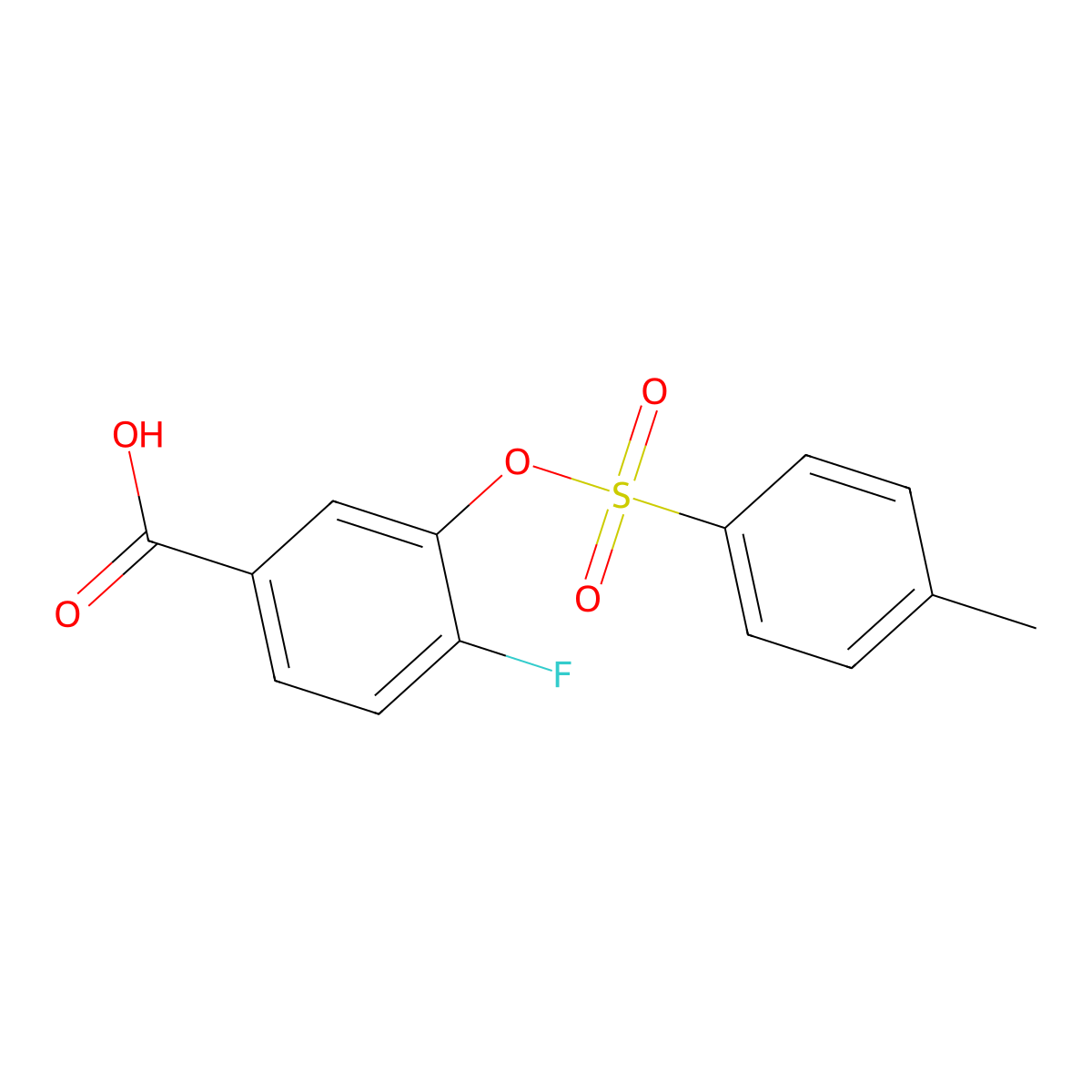 4-Fluoro-3-[(4-methylbenzenesulfonyl)oxy]benzoic acid molecular structure, CAS 2757913-28-1