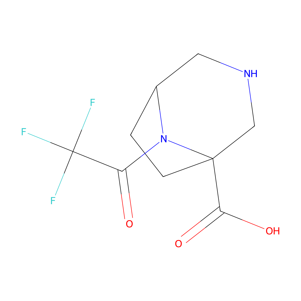 8-(2,2,2-Trifluoroacetyl)-3,8-diazabicyclo[3.2.1]octane-1-carboxylic acid molecular structure, CAS 2757913-29-2