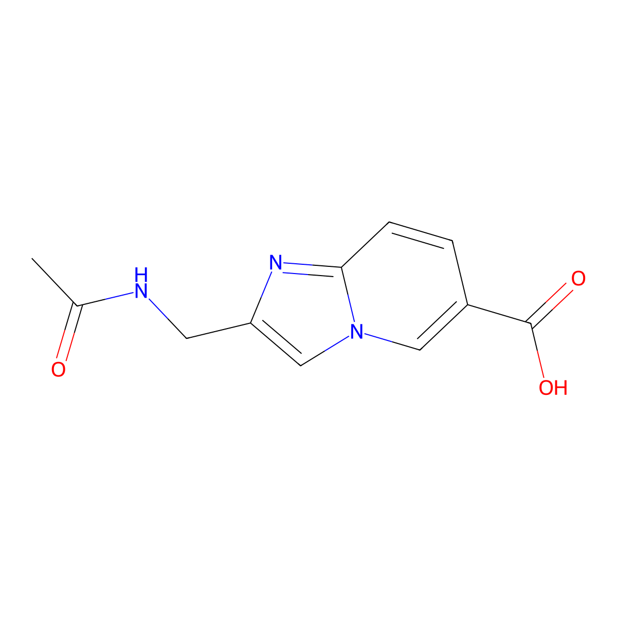 2-(Acetamidomethyl)imidazo[1,2-a]pyridine-6-carboxylic acid molecular structure, CAS 2757913-31-6