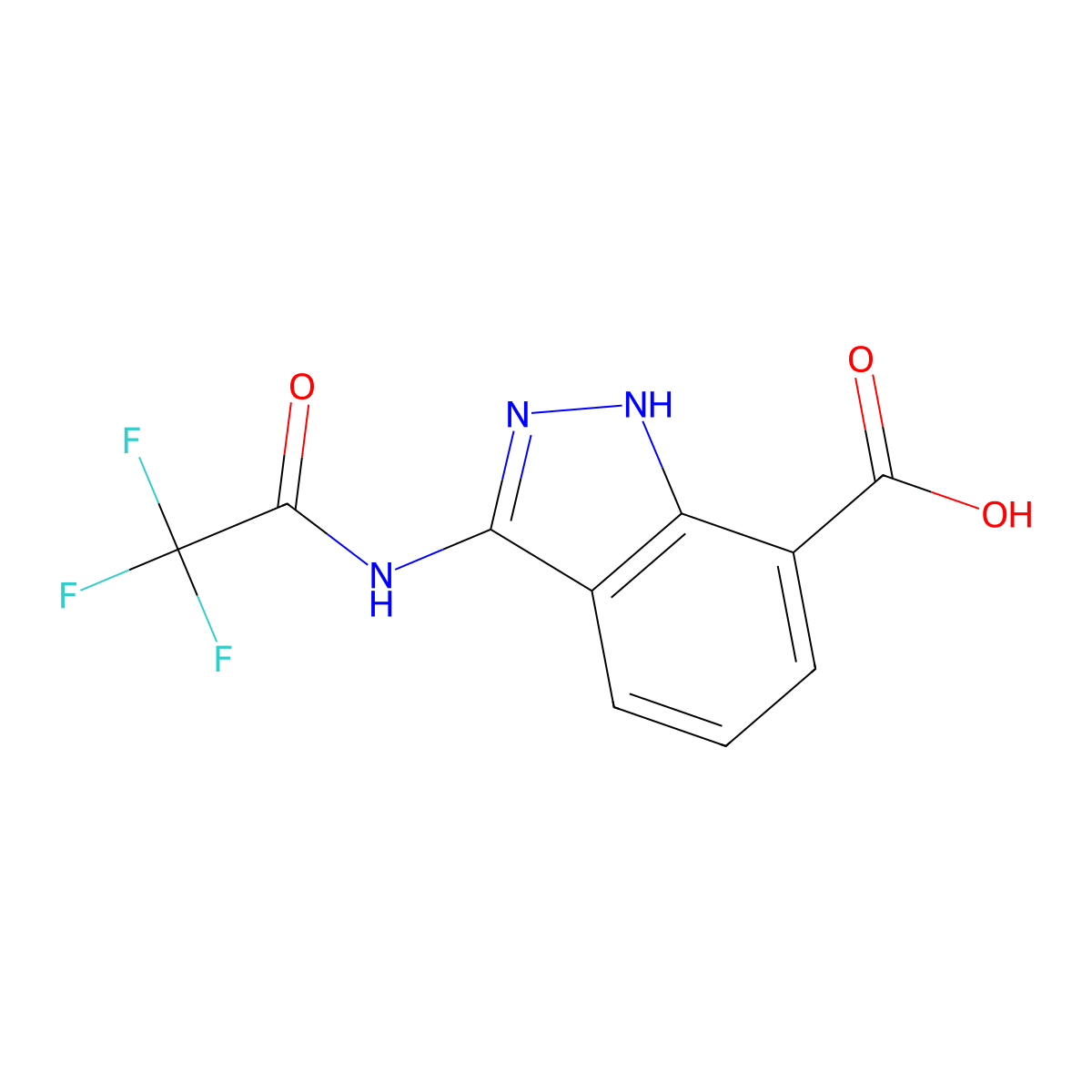 3-(2,2,2-trifluoroacetamido)-1H-indazole-7-carboxylic acid molecular structure, CAS 2757915-74-3