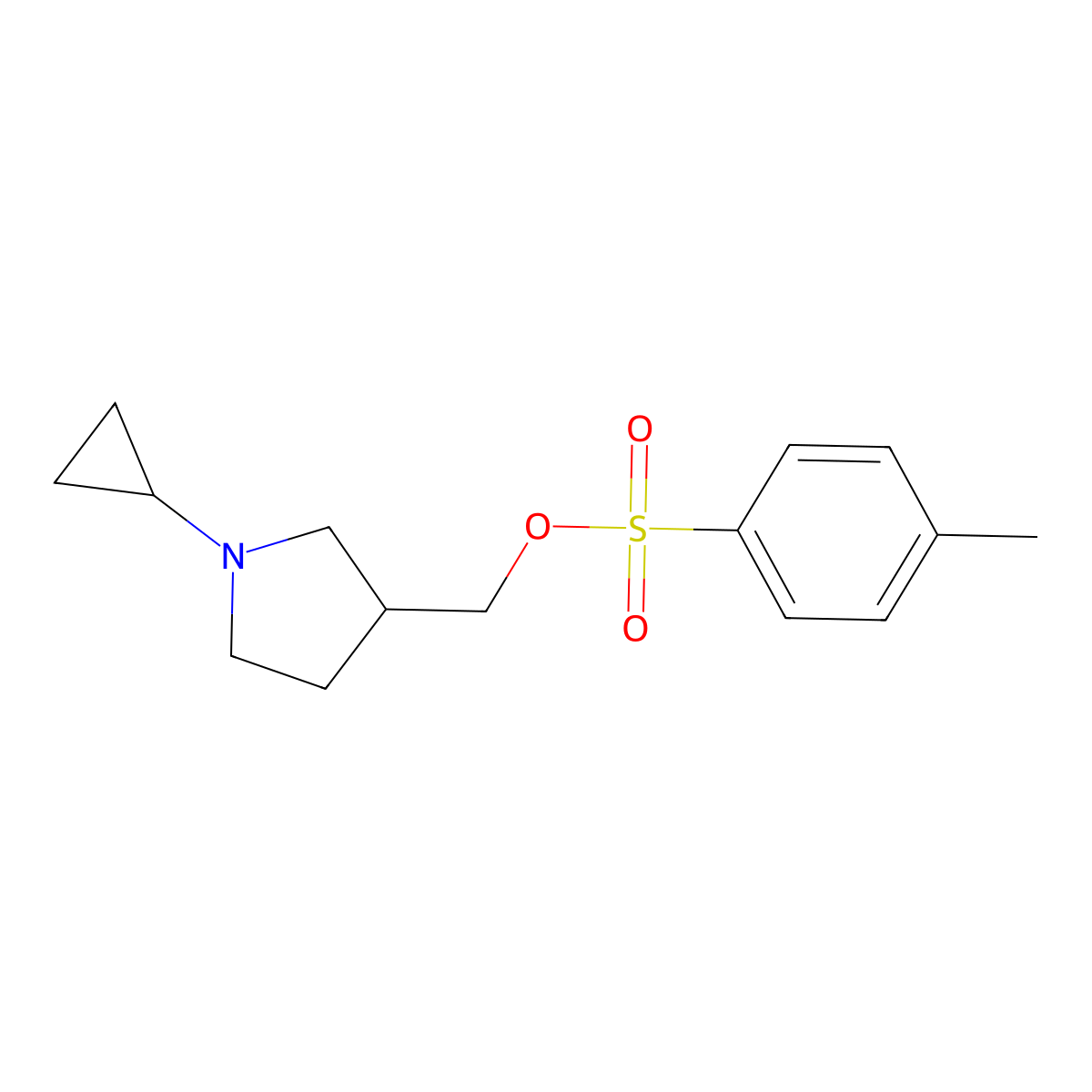 (1-Cyclopropylpyrrolidin-3-yl)methyl 4-methylbenzene-1-sulfonate molecular structure, CAS 2757915-84-5