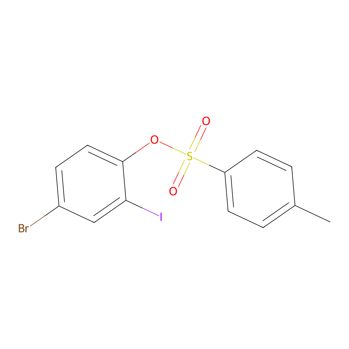 4-Bromo-2-iodophenyl 4-methylbenzene-1-sulfonate molecular structure, CAS 2757915-86-7
