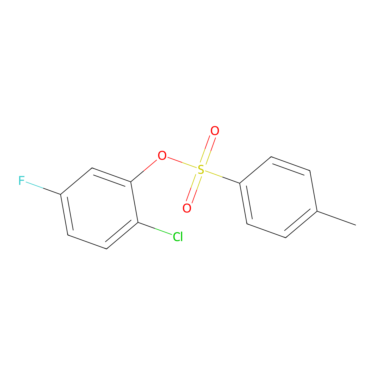 2-Chloro-5-fluorophenyl 4-methylbenzene-1-sulfonate molecular structure, CAS 2757915-89-0