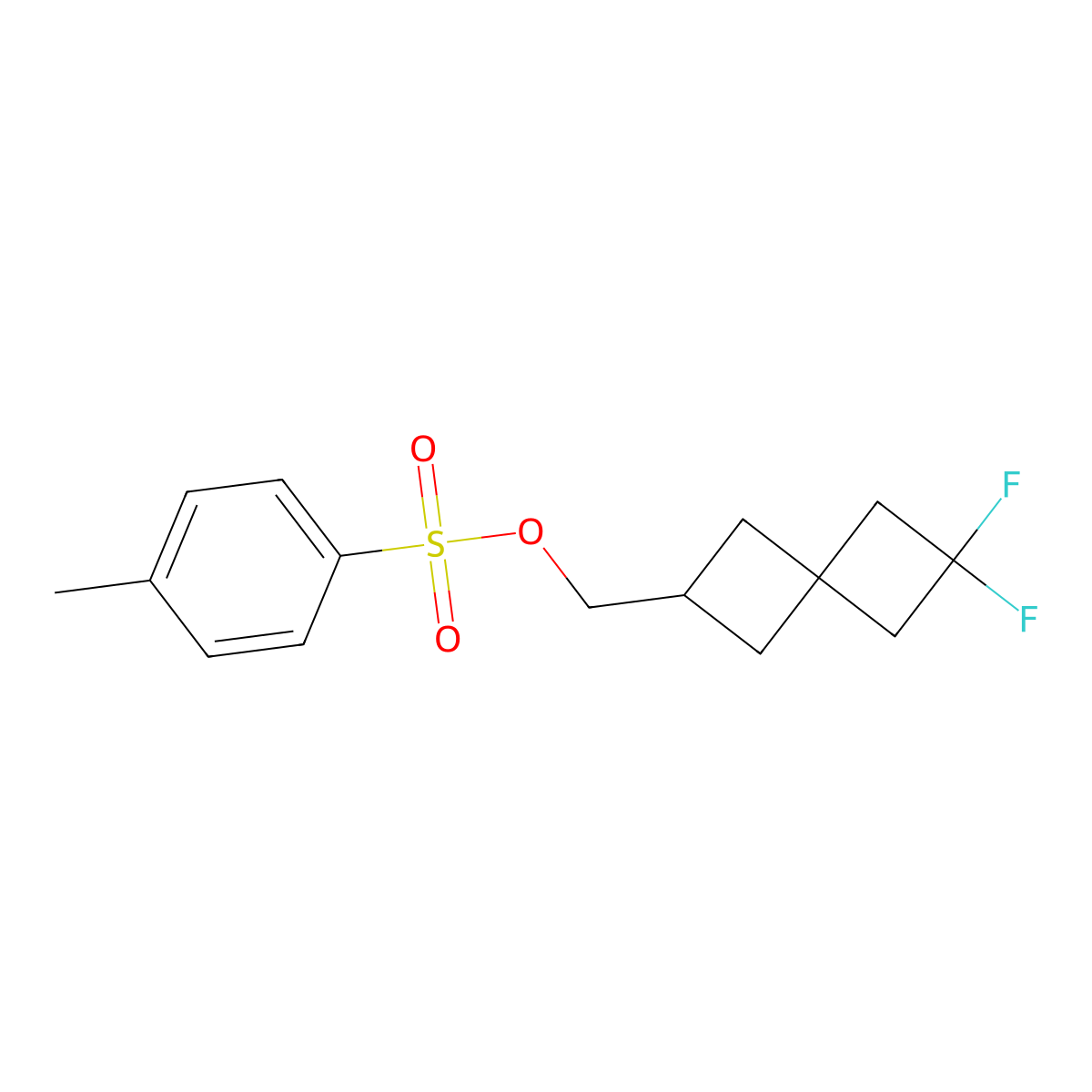 {6,6-Difluorospiro[3.3]heptan-2-yl}methyl 4-methylbenzene-1-sulfonate molecular structure, CAS 2757916-00-8