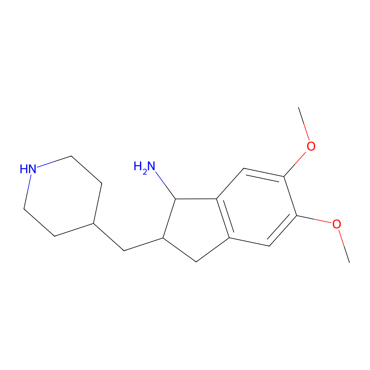 5,6-dimethoxy-2-[(piperidin-4-yl)methyl]-2,3-dihydro-1H-inden-1-amine molecular structure, CAS 2757916-01-9