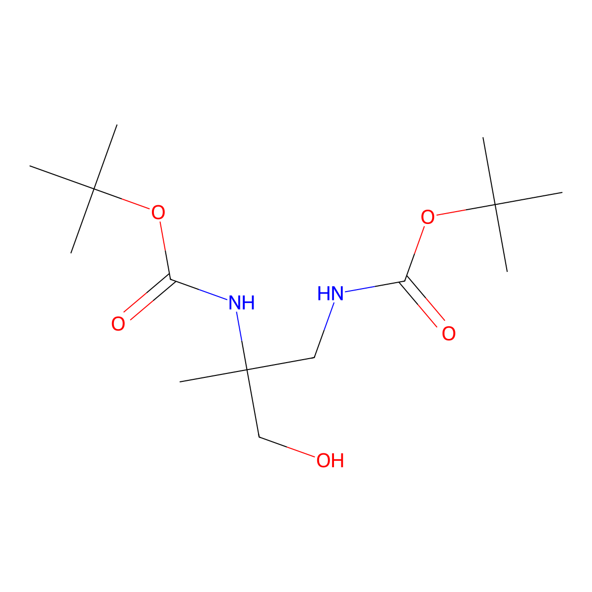 tert-butyl N-(1-{[(tert-butoxy)carbonyl]amino}-3-hydroxy-2-methylpropan-2-yl)carbamate molecular structure, CAS 2757916-03-1